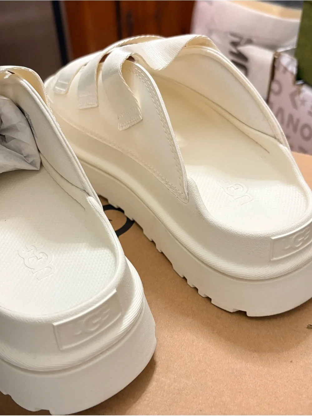 UGG Cream Triple-Strap Slide Sandals